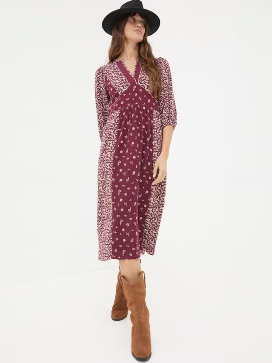 Fat Face Dresses & Skirts - Fat Face Kelly Red Wild Ditsy Floral Cotton Boho Midi Dress
